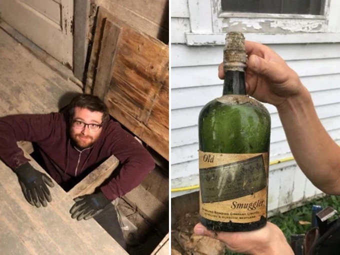 情侣入住百年老屋，挖出数十瓶价值数十万的陈年威士忌。