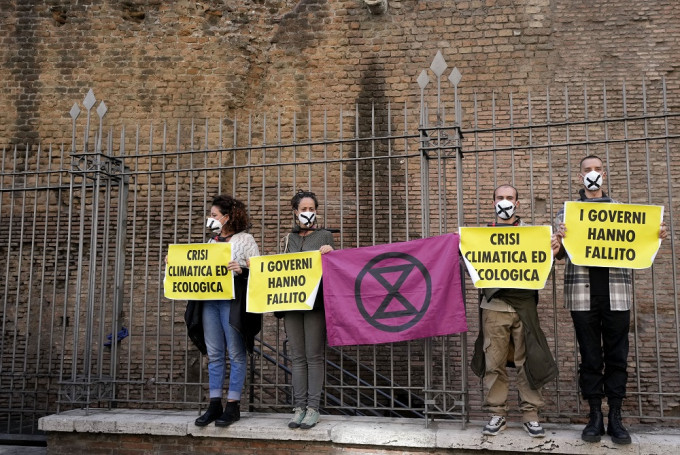 環保團體「反抗滅絕」（Extinction Rebellion）同時在G20峰會進行期間抗議。AP圖片