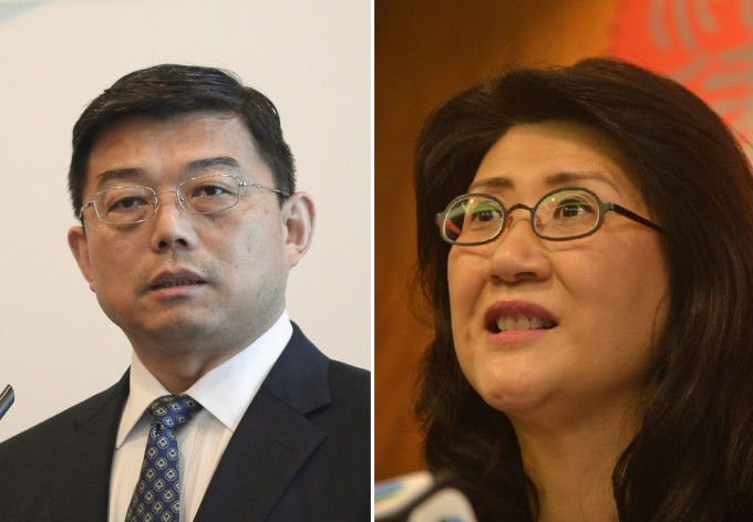 王振民(左)早前的言論引發爭議，彭韻僖（右）今日回應指基本法為香港法律依歸。