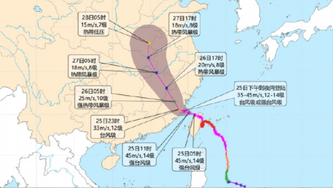 台风格美将于今天下午到夜间在福建秀屿到连江一带沿海登陆。