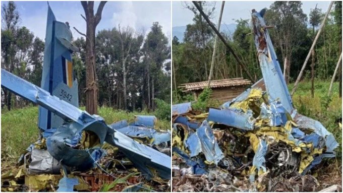 缅甸一架战斗机坠毁。缅甸国防部X图片