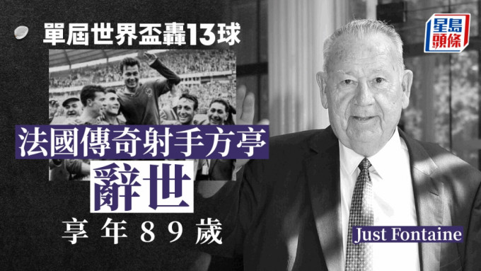 法國傳奇射手方亭辭世，享年89歲。