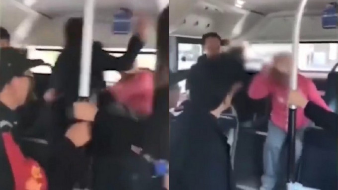 北京大媽踩到人還出言挑釁，遭男乘客怒摑十幾巴。網上圖片