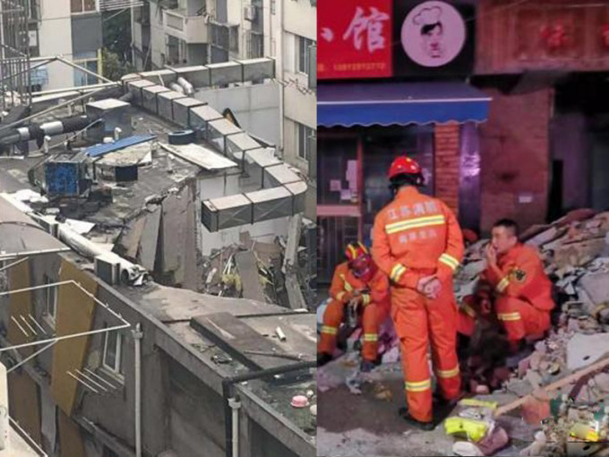 南京一商住楼局部坍塌 ，1人遇难4人受伤。（网图）