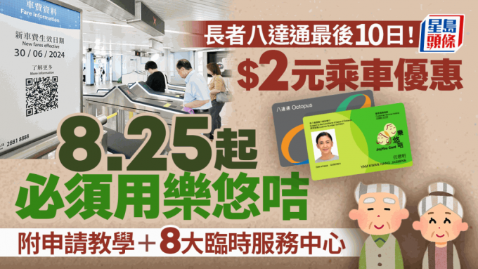 樂悠咭申請懶人包｜長者八達通最後10日！8.25起$2元乘車優惠必須用樂悠咭 附申請教學/要求＋8大臨時服務中心地址