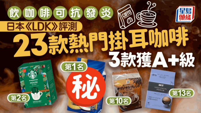 掛耳咖啡推介｜日本《LDK》評測23款有3款獲A+級 Starbucks排第2 Muji排最尾？