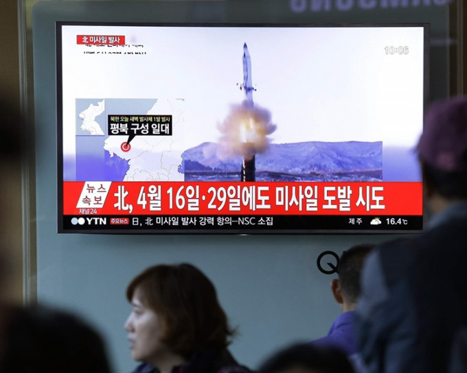 北韩日前再试射弹道飞弹。AP