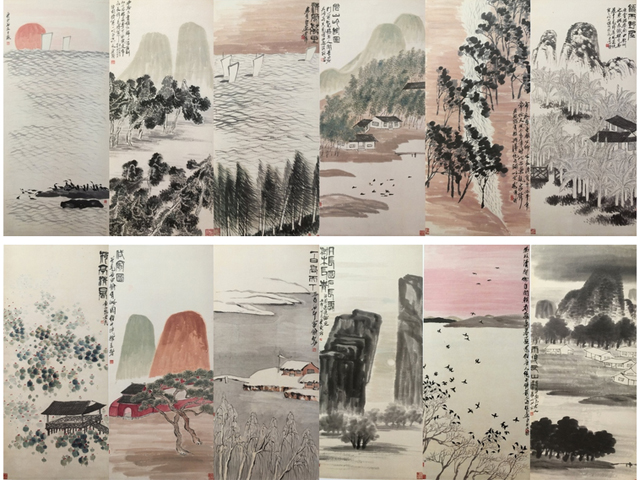 目前存世的齊白石《山水十二屏》僅有兩套。一套是1932年齊白石為川軍王纘緒所繪，現收藏在重慶博物館。 網上圖片