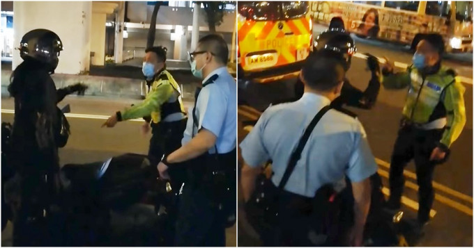 觀塘翠屏邨一名電單車外賣員因違泊而被「抄牌」，繼而與交通警員發生爭執。