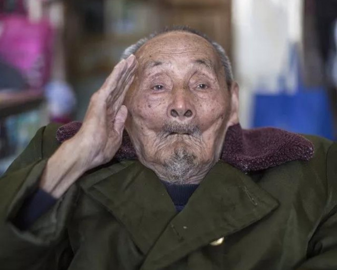 全國最老的抗日老兵黃勝庸於昨日病逝，享年112歲。網圖
