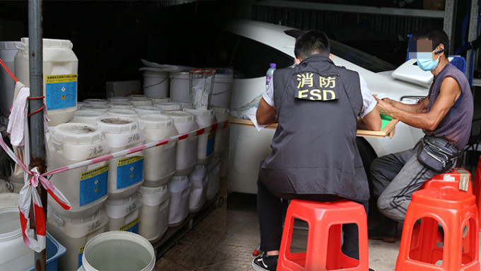 行動中，消防處檢獲28噸危險品，3名處所負責人被捕。