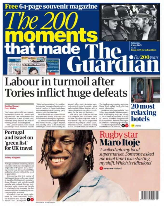 《卫报》则形容，保守党的胜利给了工党一拳重击，导致工党陷入动荡。