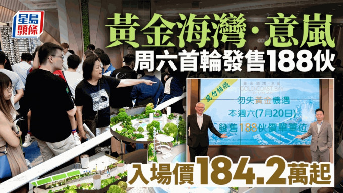 黄金海湾．意岚周六首轮发售188伙 入场售价184.2万起