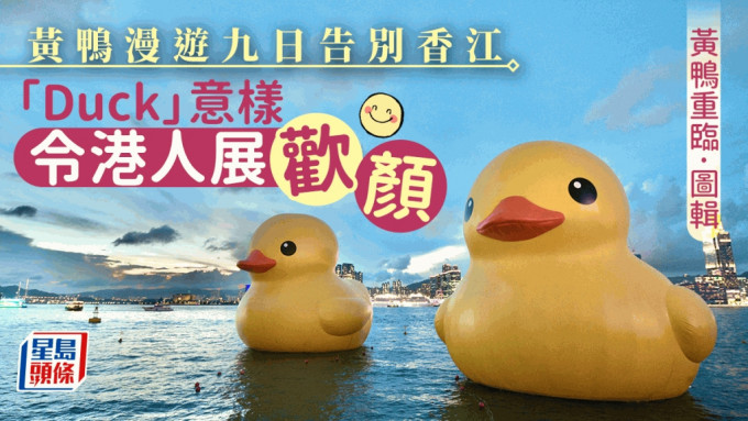 巨型黄鸭畅游维港九日，今日要跟市民讲再见了。陈浩元摄
