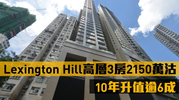 Lexington Hill高層3房2150萬沽，10年升值逾6成。
