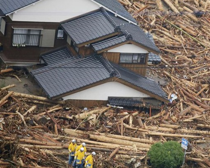 日本九州暴雨成災。AP