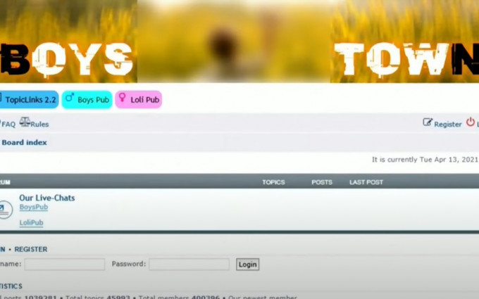 交流平台「Boystown」总共有40多万名登记用户。影片截图