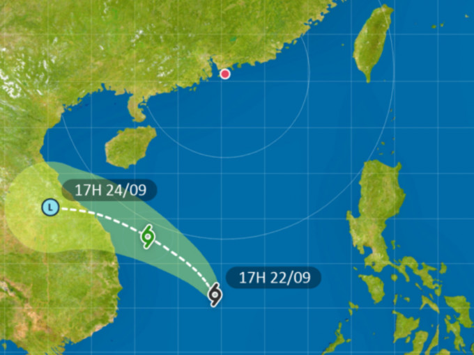 有關熱帶氣旋預料在本港800公里外掠過。天文台圖片