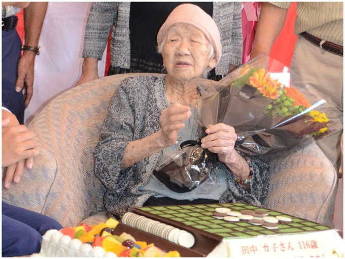 現年116歲的田中加子是全球最年長人類，以及全球最年長女性。網圖