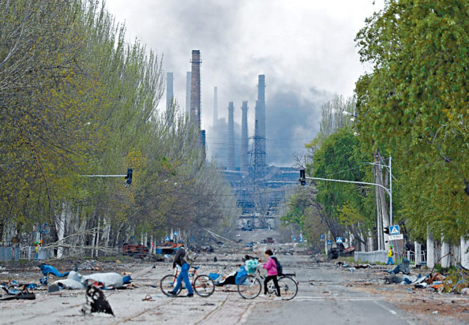 馬里烏波爾的亞速鋼鐵廠，近日受俄軍轟炸。