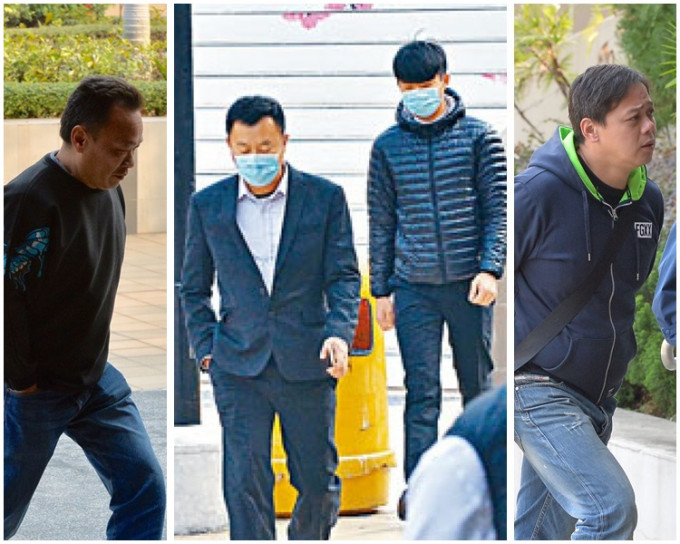 4名被告：何義基(左)、黃堅輝(中左)和黃俊欽(中右)及林家俊(右)。