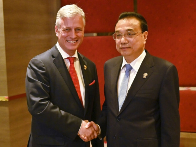 美國安顧問奧布萊恩昨與中國總理李克強會面。AP