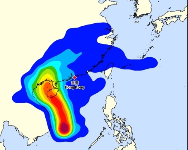 天文台表示，位於南海南部的低壓區正逐漸增強，一個熱帶氣旋似乎在形成中。