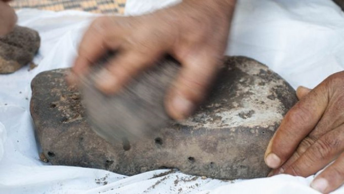 约旦东北部的遗址出土一片1万4500年前的面饼。网上图片