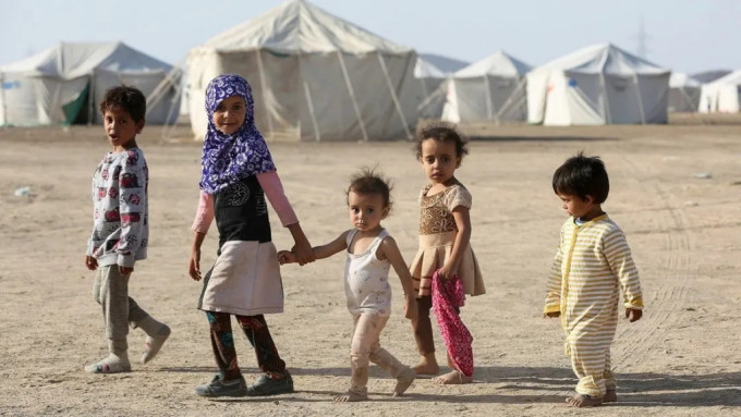援助組織指也門兒童飢餓問題嚴重。美聯社