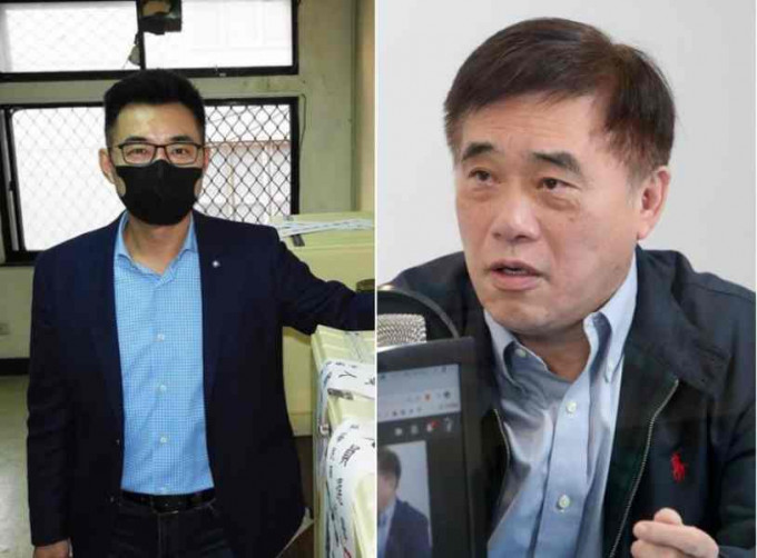 两名主席候选人江启臣(左)及郝龙斌(右)分别完成投票。中时