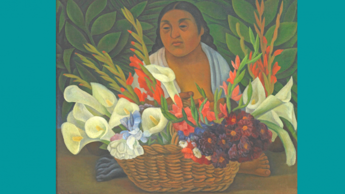 里维拉画作《卖花人》。