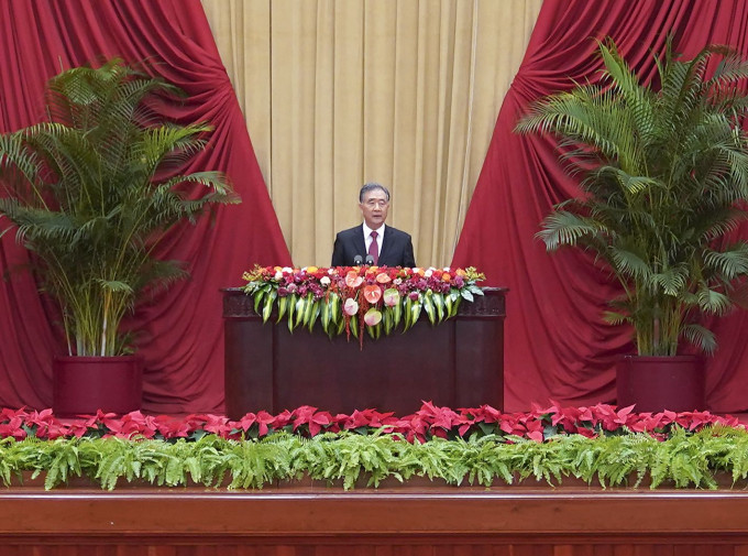 汪洋出席國慶招待會並致辭。新華社圖片