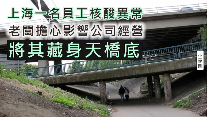 上海一名員工核酸異常，老闆將其藏身天橋底被逮捕。