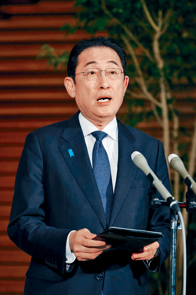 日本首相岸田文雄昨日見記者。