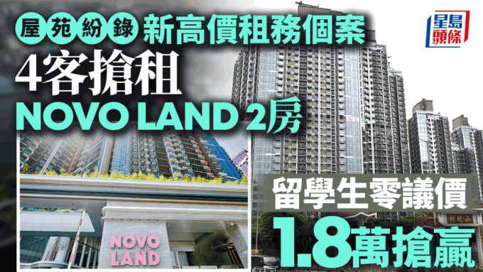 屋苑纷录新高价租务 4客抢屯门NOVO LAND2房 留学生零议价1.8万抢赢