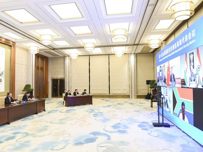 楊潔篪出席第十次金磚國家安全事務高級代表視頻會議。新華社