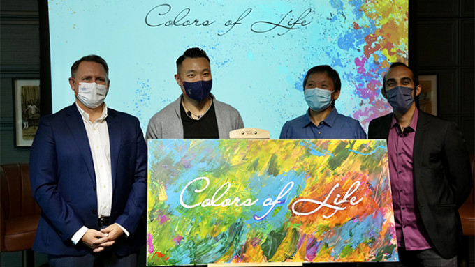 (左起)何德添、陳浩源、林敏蕙、Vivek Mahbubani出席「色彩·人生」活動。(蘇正謙攝)