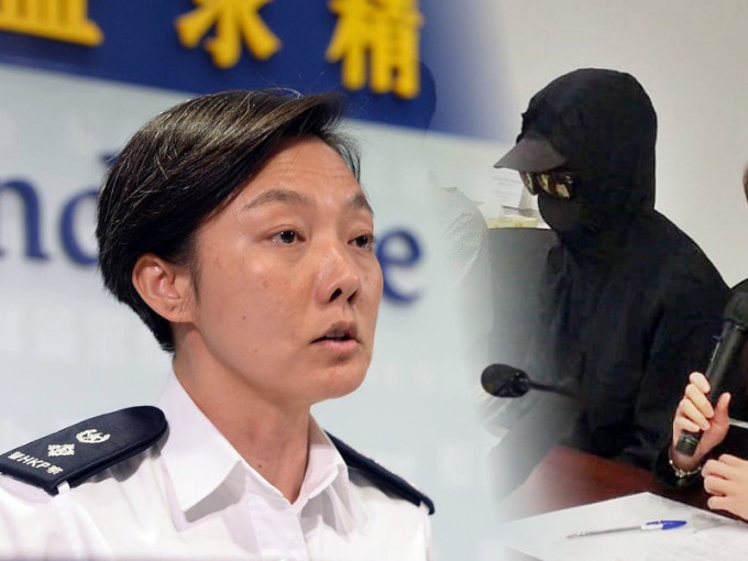 有女示威者（右）指控警方迫脱光搜身，东九龙总区高级警司傅逸婷（左）称会严肃跟进。