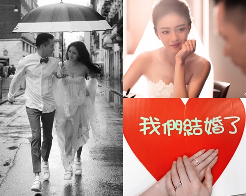 安以轩在微博贴婚照，宣布跟陈荣炼结婚了。