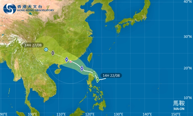 热带气旋马鞍明晚进入南海东北部，周三及周四会靠近广东沿岸并逐渐增强。
