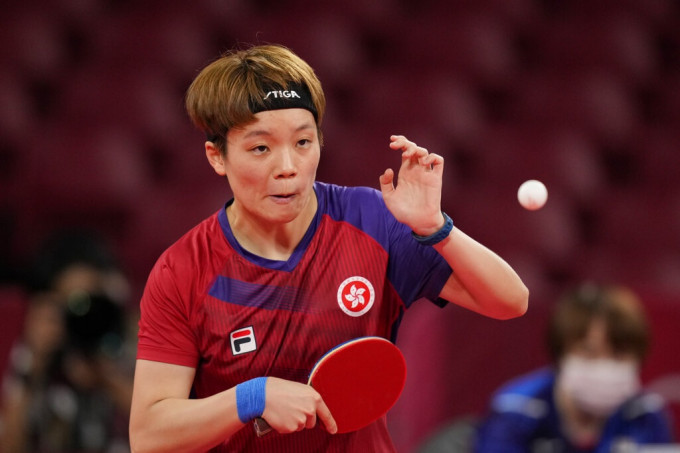 港队乒乓女团准决赛不敌日本。AP图片