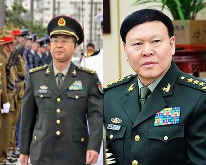 中央軍委聯合參謀部前參謀長房峰輝（左）及軍委政治工作部原主任張陽嚴重違紀違法。資料圖片