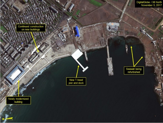 人造衛星於11月5日拍攝到北韓新浦南造船廠有活動。網圖