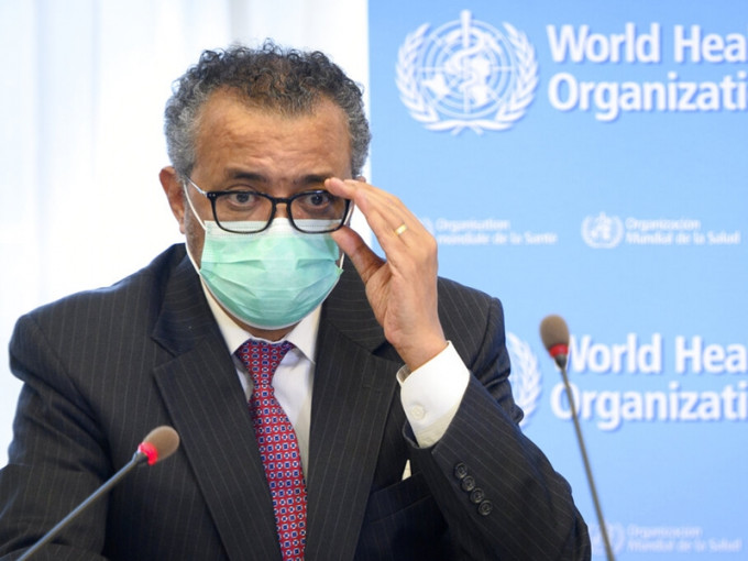 世界衛生組織總幹事譚德塞，指Delta變種病毒已蔓延至近100個國家。AP圖片