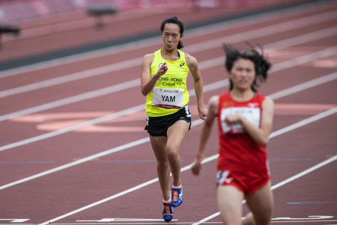 任国芬(中)以16秒15完成女子T36级100米初赛。 香港残疾人奥委会暨伤残人士体育协会图片