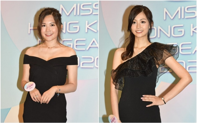 郭柏妍（右）和梁㦤婷同樣穿上黑色衫，但後者明顯較性感。