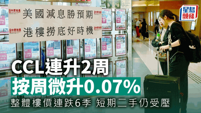 CCL连升2周 按周微升0.07% 惟整体楼价连跌6季 短期二手仍受压