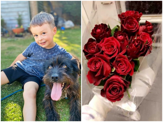 英國4歲小男孩化身浪漫小暖男，做家務賺零用錢買紅玫瑰贈媽媽表愛意。網圖