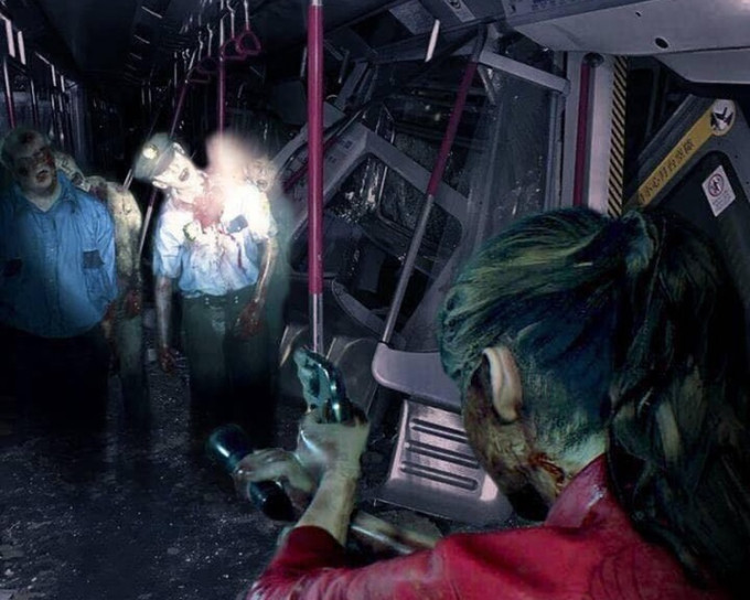 網民將喪屍遊戲《Biohazard》畫面與今早事故改圖。網圖