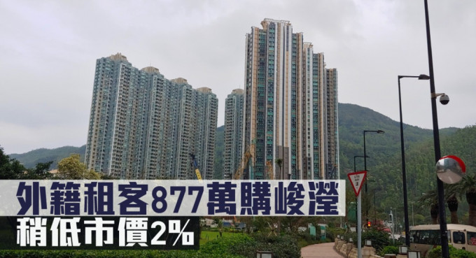 外籍租客877萬購峻瀅，稍低市價2%。